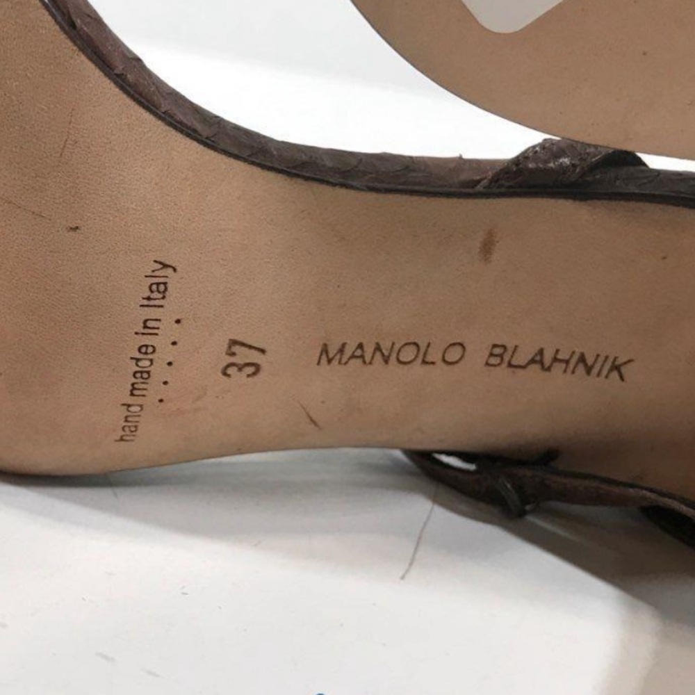 NEW!! Manolo Blahnik Brown Metallic Python Women'… - image 6